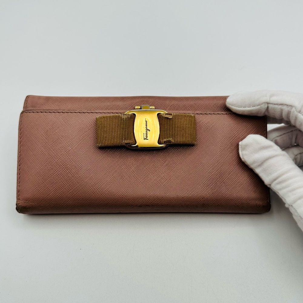 Salvatore Ferragamo Long Gold Clasp Wallet
